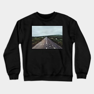 Sheep Crossing Countryside Road at Dawn Crewneck Sweatshirt